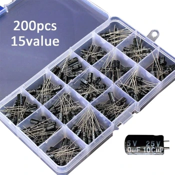 

200pcs/lot Ceramic capacitor set pack 0.1-220uF 15 values 200pcs Electronic Components Package capacitor Assorted Kit Dropship
