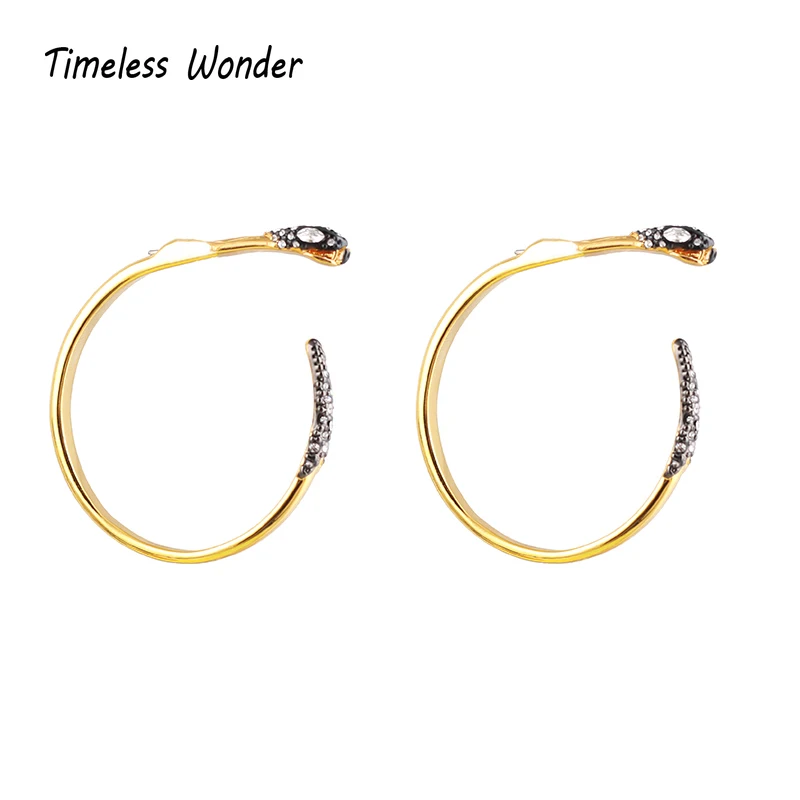 

Timeless Wonder Stunning Encrusted Stone Snake Pierced Stud Earrings Women Jewelry Gothic Designer Boho Ins Punk Rare New 2324