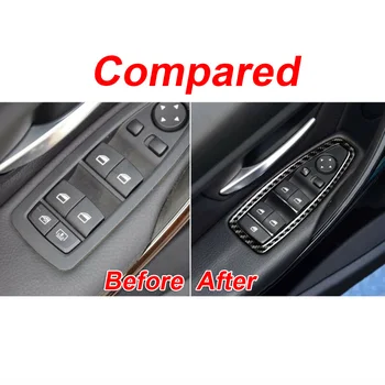 

4pcs Window panel trim Sticker Carbon fiber Control switch Cover Useful