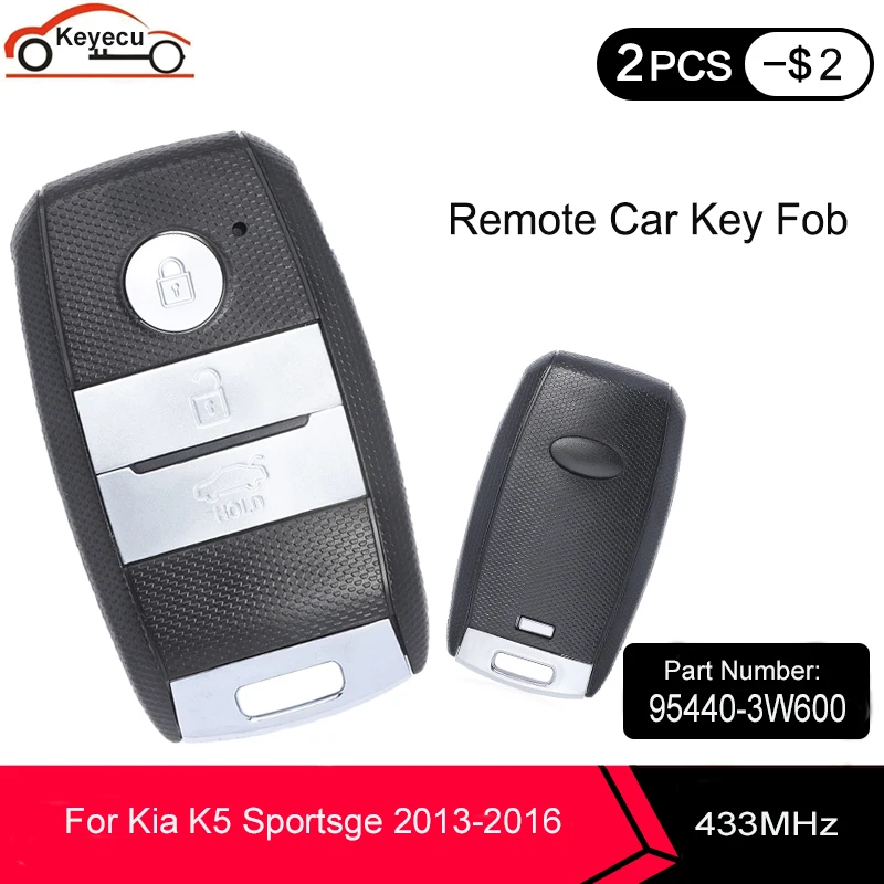 Запасные смарт чипы KEYECU 433 МГц ID46 для Kia K5 Sportage 2013 2014 2015 2016 детали NO:95440 3W600 2 шт.|Ключ