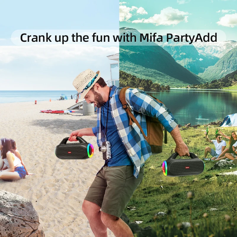 US $130.49 mifa WildBox Bluetooth Speaker 60W Bluetooth 5.3 Wireless Speakers Loud with BassUp Technology IPX7 Waterproof Camping Speaker