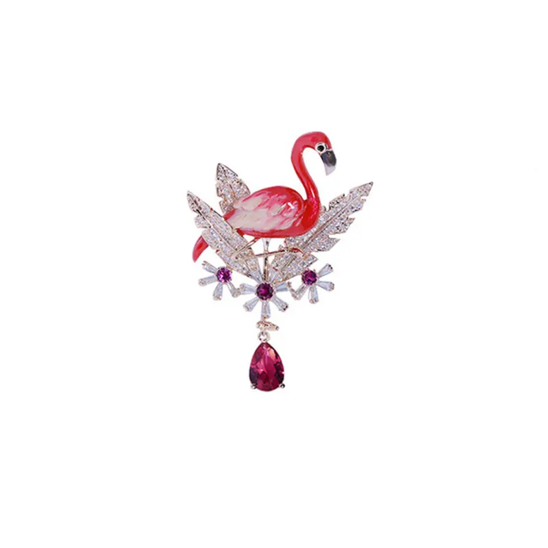New Arrival Flamingo Pin Metal Lapel Brooch Creative Animal Shape Badge Women Clothing Jacket Supplies Accessories