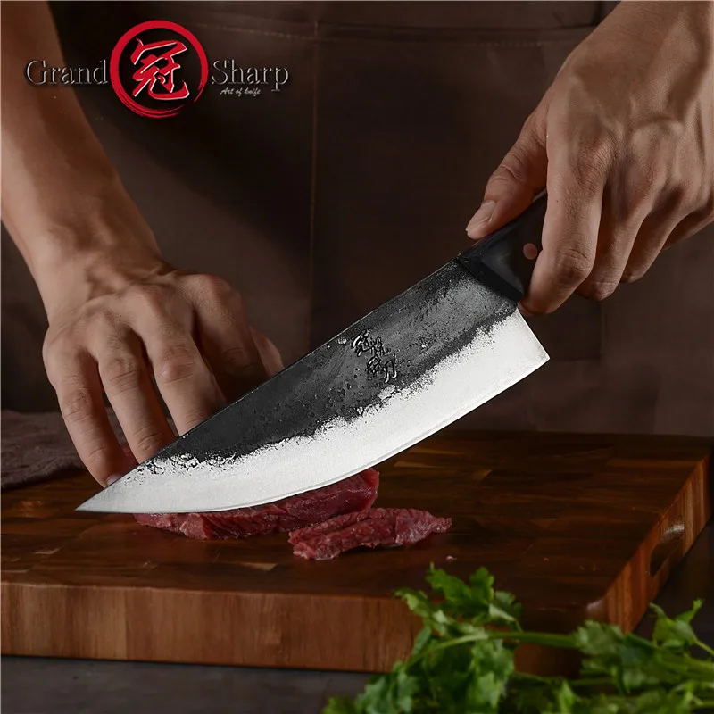 Китайский нож ручной работы мясной из кованой стали шеф повара для нарезки мяса
