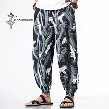 Традиционное японское кимоно с принтом брюки хаори Азиатский костюм пляжные повседневные свободные длинные штаны японский стиль кимоно юката для мужчин