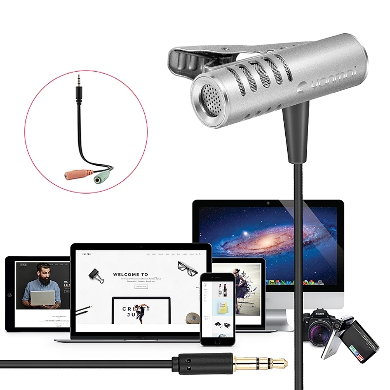 headphones with mic Yanmai R933 Lavalier Omnidirectional Condenser Microphone For PC Phone Camera bluetooth microphone