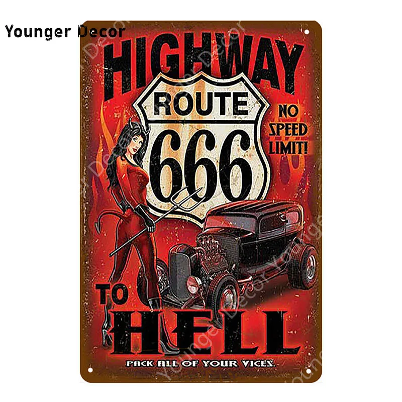 Dad's Garage Pin Up Girl Route 66 жестяная вывеска металлический плакат художественное украшение стены Паб Бар Кафе домашний декор винтажное железное ремесло YI-085