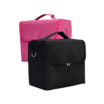 

Shoulder Strap Jewellery Lipsticks Cosmetics Storage Bag Portable Travel Nail Art Dustproof Zippered Large Capacity Solid