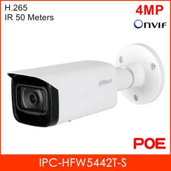 

Dahua Hot Pro-AI 4MP IP Camera Poe IPC-HFW5442T-S WDR IR Bullet Camera H.264 H.265 Day Night IR 50m Support SD Card 256G