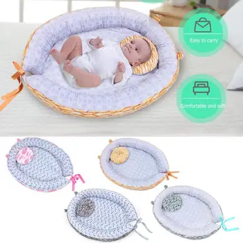 

Portable Crib Sleeping Bed Fashionable Various Specifications Optional Soft Breathable Anti-skid Cartoon Cradle with Pillow