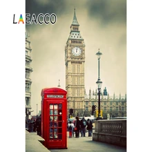 Laeacco Street View Phone Booth Big Ben Photo Gallery Photographic Backdrops Vinyl Customized Photo Backgrounds For Photo Studio