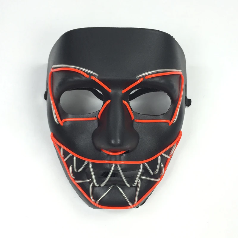 EL Wire светодиодный светящийся маска для лица светящиеся освещенные страшные маски для Хэллоуина макияж вечерние аксессуары для косплея инструменты