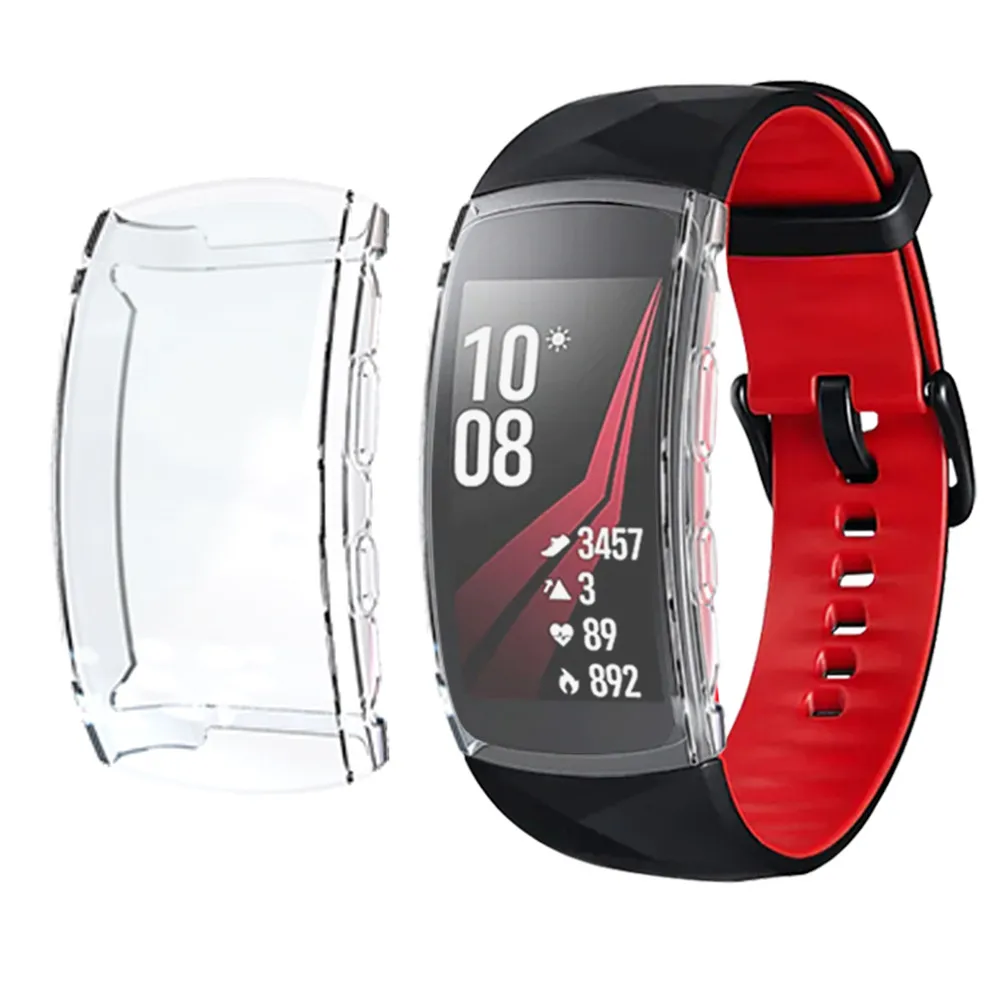 Ультратонкие мягкие часы из ТПУ с покрытием, ударопрочный защитный бампер для samsung gear Fit 2 Pro, умные спортивные часы, чехол, аксессуар - Цвет: Clear