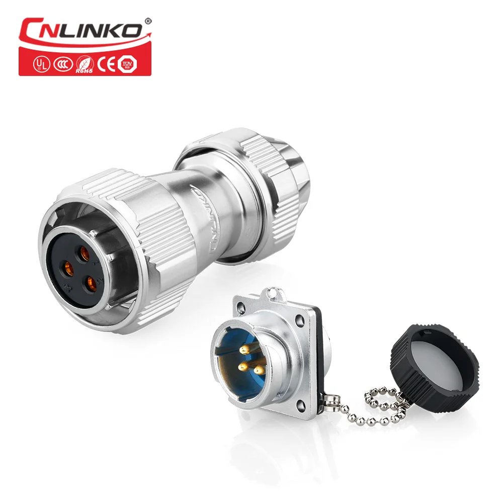 CNLINKO 3Pin 20A силовые разъемы паяльная Водонепроницаемая IP67 круглая металлическая M20 Авиационная вилка панель