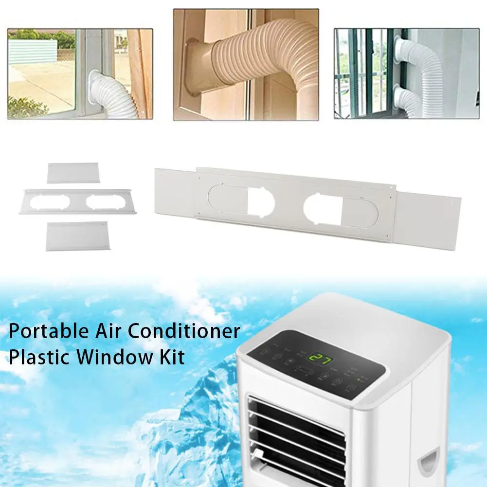 Portable Air Conditioner Plastic Window Kit Vent Kit for Sliding Glass Window Hose with Adjustable Length between 89cm-145cm Por