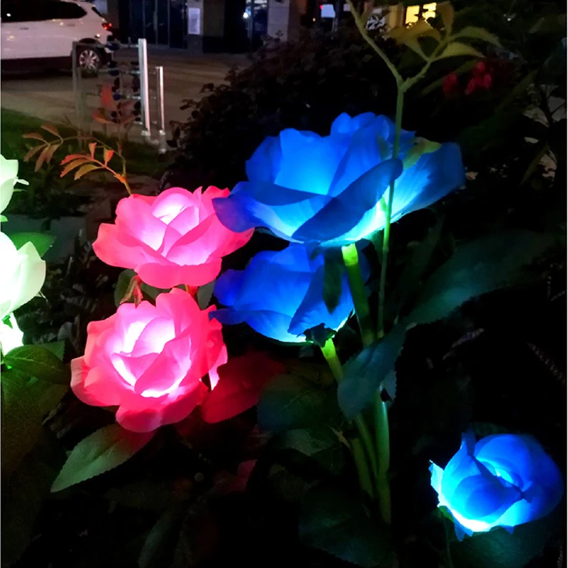 

RGB Color Solar Power Lamp Outdoor Waterproof LED Solar Light Lily Rose Flower Decor Garden Lawn Path Wedding Party Holiday