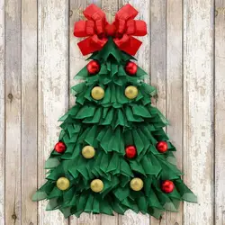 Decoraciones navideñas para colgar en la puerta, guirnaldas colgantes de árbol de Navidad de lino verde, decoración de Feliz Navidad para el hogar, bricolaje