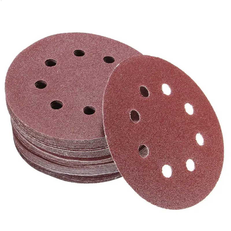 

100Pcs 125mm 5 inch 8 Hole 80/120/180/240/320 Grit Sanding Disc Orbital Sander Pads