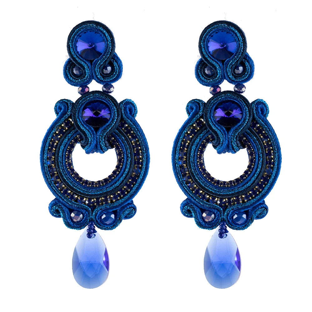KPacTa серьги в этническом стиле, ювелирные изделия для девушек, ручная работа, кожаная подвеска, ювелирные изделия, разноцветные женские серьги с кисточками - Окраска металла: Blue