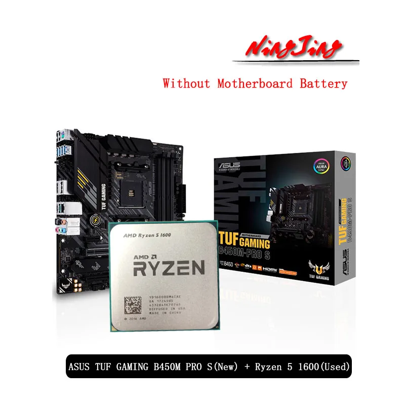Процессор AMD Ryzen 5 1600 R5 + ASUS TUF GAMING B450M PRO S оригинальная новая материнская плата с
