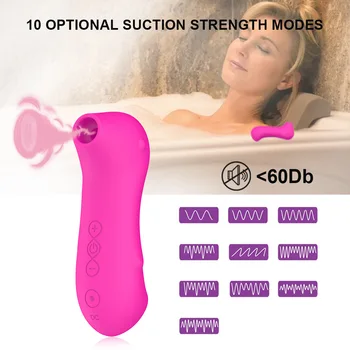 

Sucking Nipple Vibrating Massager - 10 Optional Suction Strength Mode Clitoris Stimulator Breast Pump Game Toys for Woman