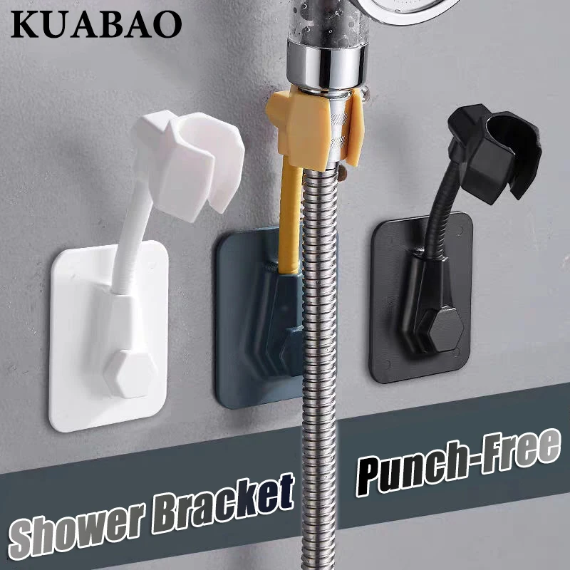 Soporte de ducha sin clavos para 1-2 Uds., cabezal de ducha impermeable ajustable, accesorios de baño se adhieren firmemente a la pared