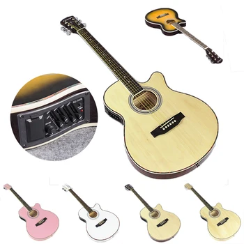 

40 inch Electric Acoustic 6 String Guitar Pick up Equipment Steel Strings Folk Guitar Pop Guitar Profession Guitarra AGT28-EQ
