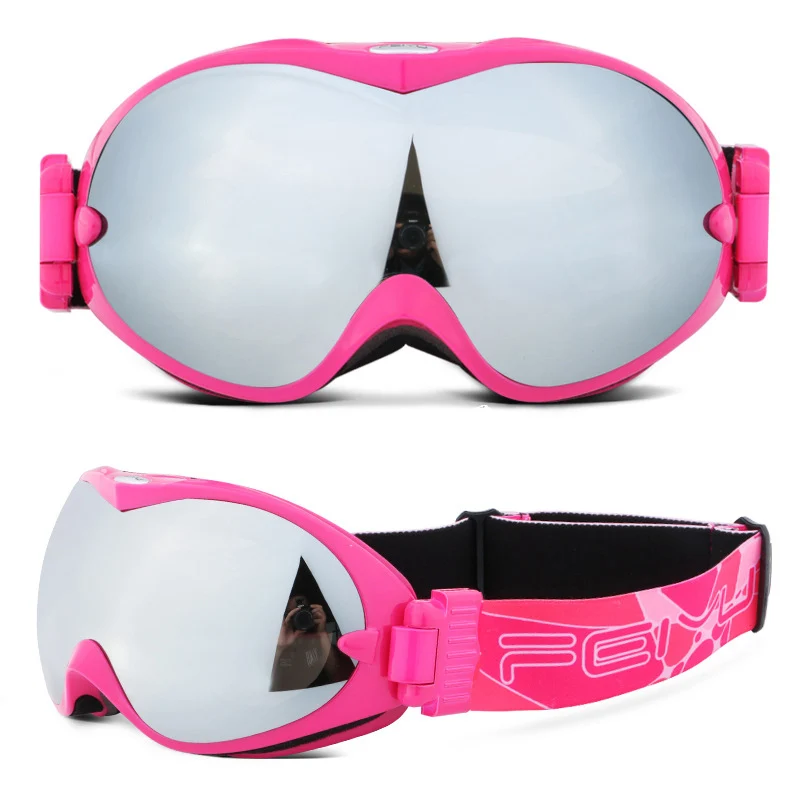 Pink Frame Silver FEIYU UV400 горные лыжные очки с двойными линзами, противотуманные мужские wo мужские очки для сноуборда, лыжного спорта, очки для близоруких - Цвет: Pink Frame Silver
