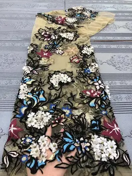 

African Tulle Lace Fabrics Embroidery Net Lace French Lace Material 2019 High Quality With Beads Wedding Dress