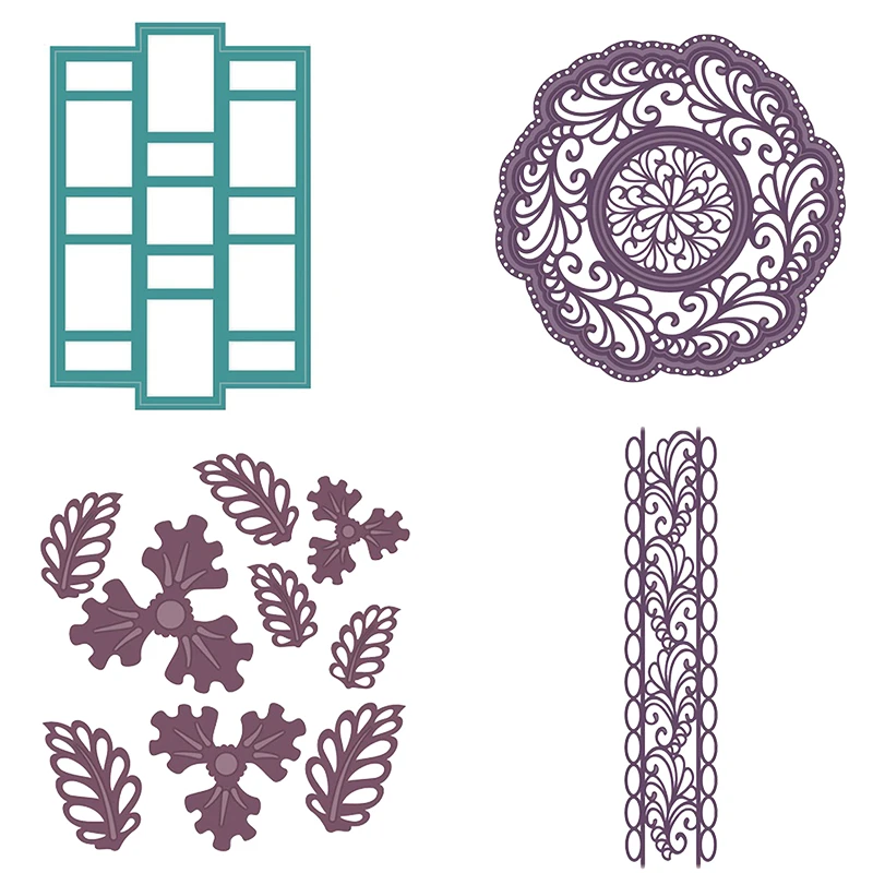 

Garland Rectangle Background Frame Flower leaf Metal Cutting Die For DIY Scrapbooking Embossing Paper Card Making New Dies