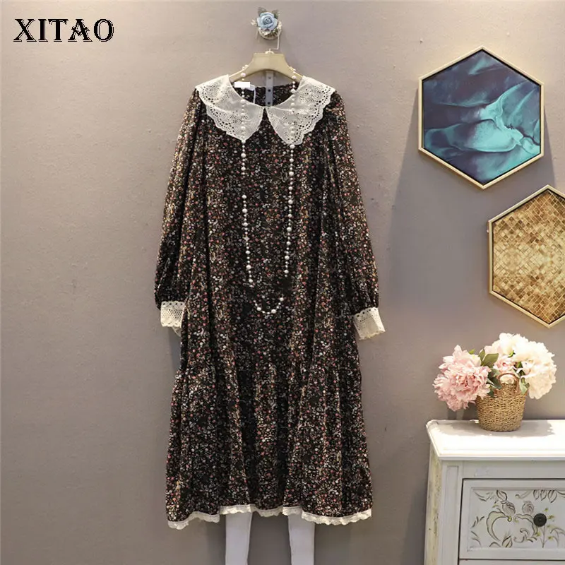 Винтажное платье XITAO Модное Новое Сетчатое с длинным рукавом осень 2020 пуловер