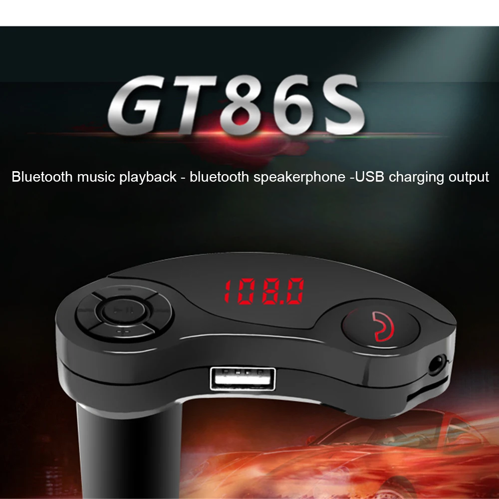 Мини Bluetooth GT86S 2.1A USB Автомобильное зарядное устройство DC 12-24 В fm-передатчик комплект беспроводной связи Bluetooth для автомобиля MP3 музыкальный плеер 5