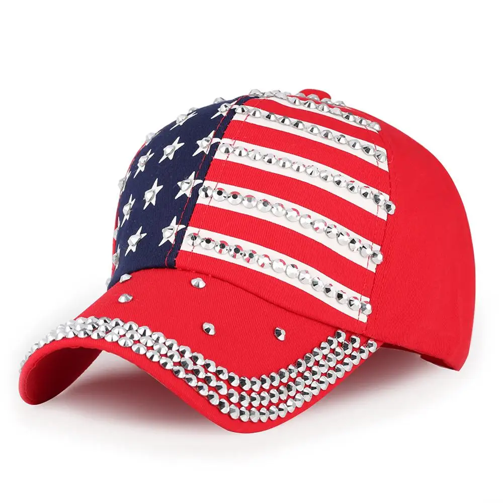 

American flags Baseball Caps Rhinestone Star Denim Caps Hat Motors Vintage Hat Gorras Letter Cotton Cap Hip Hop Fitted Cap Hats
