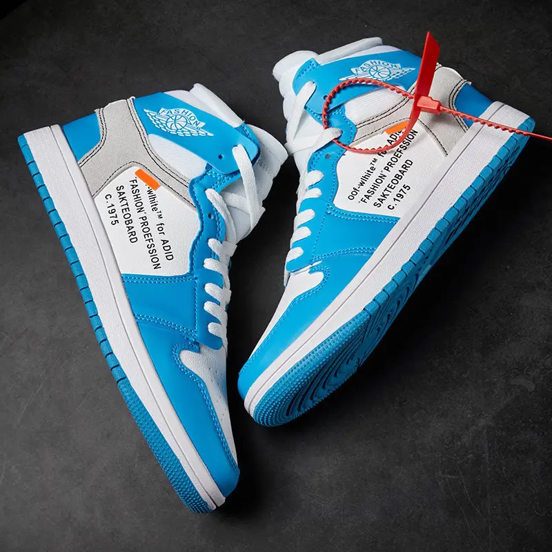 

Winter High Shoes Men Korean-style Trend Shoe Men's Trendy Shoes Yingmuhuadao AJ1 Beika Blue Network Red Shoes