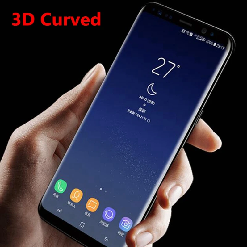 3D изогнутое закаленное стекло для samsung Galaxy S8 PLUS S7 S6 edge Note 8 A3 A5 A7 полное покрытие Защитная пленка для экрана