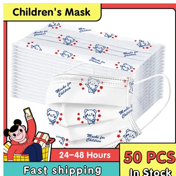 

50PC Children Disposable Print Face Mask 3Ply Ear Loop Health Care Fast Shipping Facemask Masker One time Fast Shipping Children