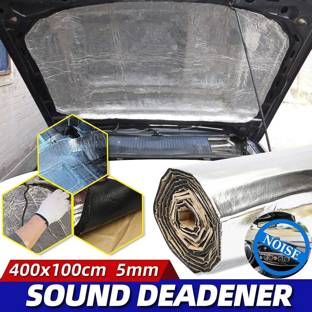 

Audio Noise Control Sound Deadener Car Shield Insulation Material Mat Car Sound Proofing Deadening Car Hood Insulation 400x100cm