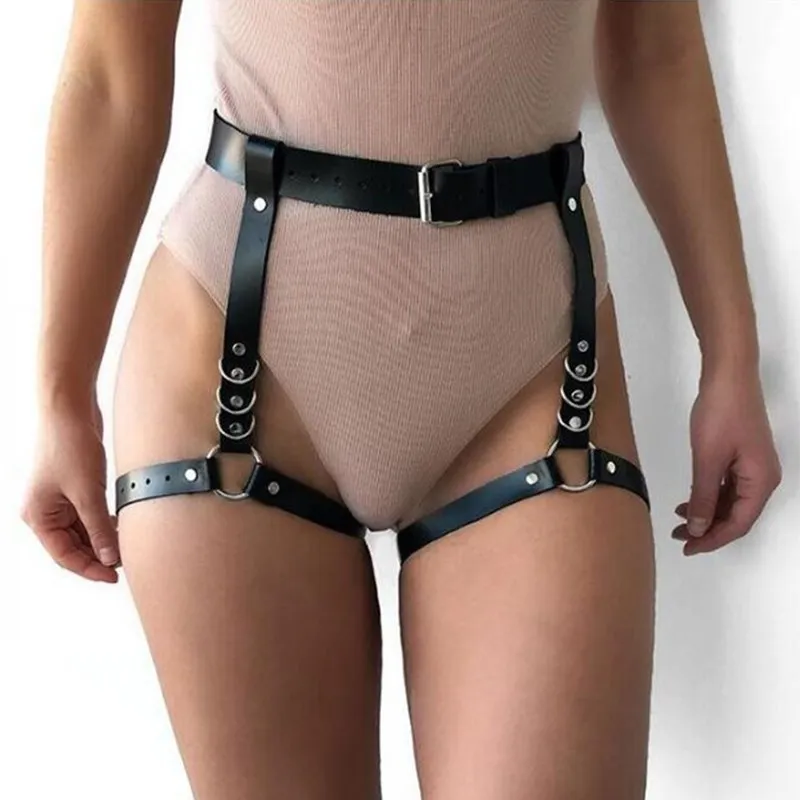 Сексуальное женское белье Фетиш женский кожаный ремень-подвязка ремень панк клетка для тела бандаж для ног жгут готические подтяжки для одежды для чулок - Цвет: Style 2