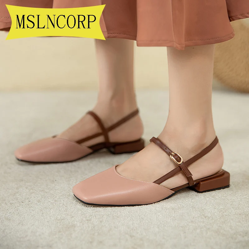 

Plus Size 34-43 Lady Shoes New Hollow Coarse Sandals High-heeled Shallow Square Toe Pumps Work Women Female Sexy High Heels