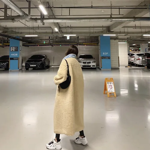 Южная Корея Dongdaemun зимняя Горячая Распродажа Пальто из овечьей шерсти Женское пальто из искусственного меха норки и кашемира свободная Толстая х-длинная хлопковая стеганая ткань