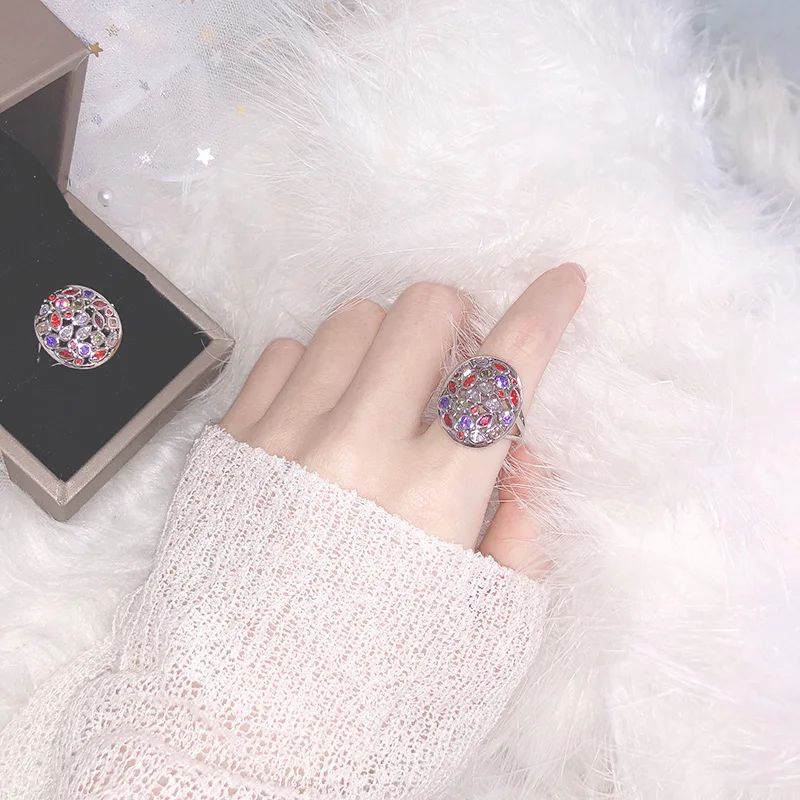 Colorful Crystal Stone Luxury Ring Purple Green amethyst ruby Wedding Female Morgan Court banquet | Украшения и аксессуары