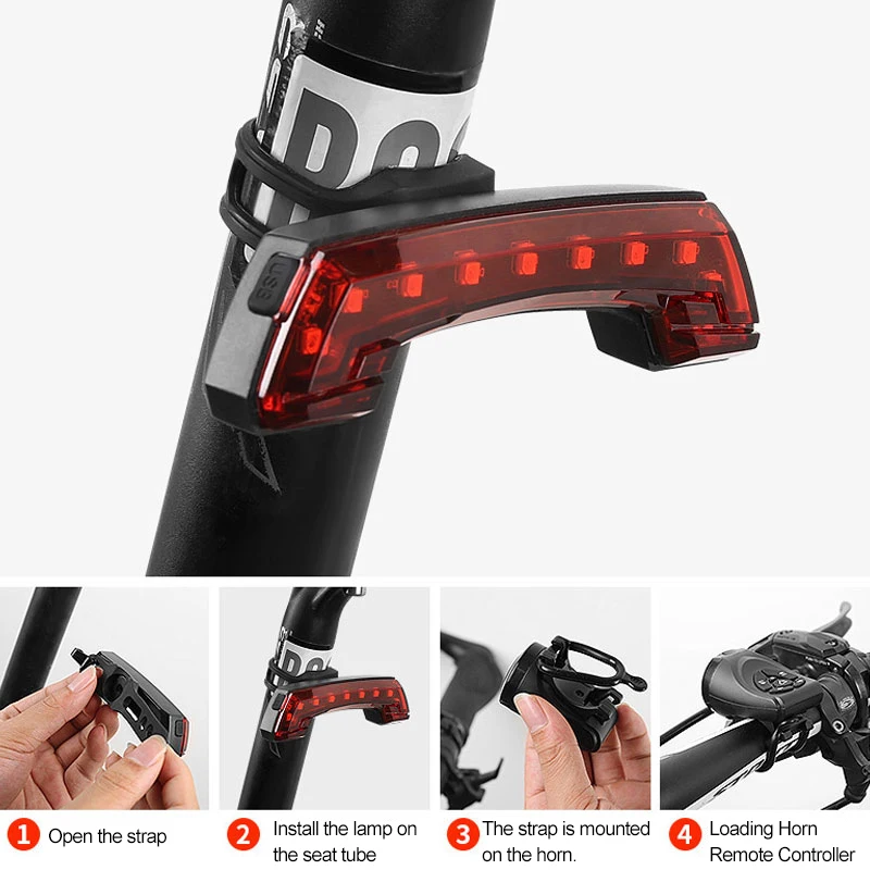 Беспроводной задний фонарь для велосипеда Смарт USB перезаряжаемые аксессуары для велоспорта дистанционного поворота светодиодный велосипедный задний свет лазерный сигнал