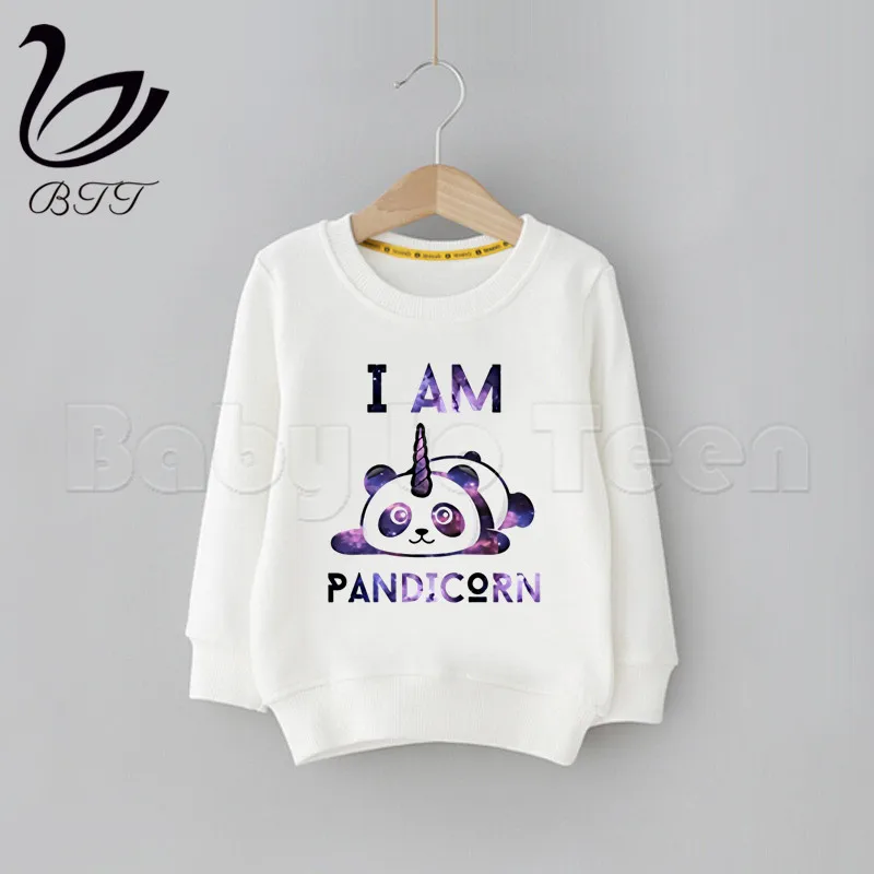 Детская толстовка с капюшоном с рисунком из мультфильма «I Am A Pandicorn»; свитера с милым принтом; детская одежда; детские толстовки с капюшоном и рисунком