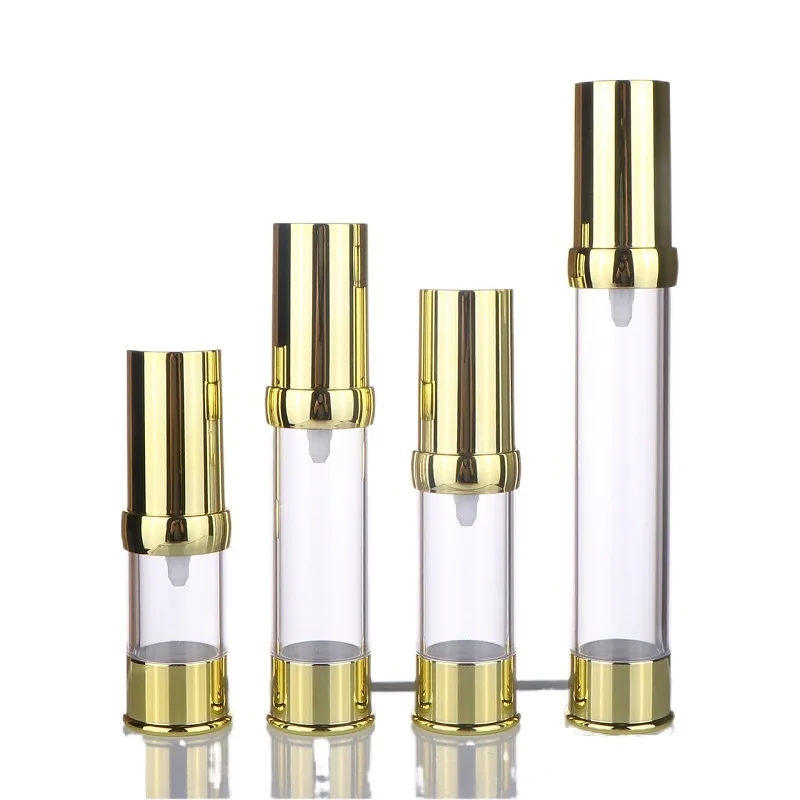 

30pcs 5ML 10ML 15ML 20ML 30ML Empty Vacuum Cosmetic Emulsion Lotion Packaging Gold Clear Atomizer Spray Pump Airless Bottle