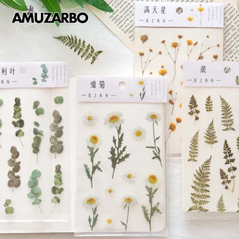 

Realistic Flower Stickers Iris Daisy Gypsophila Clover Sticker DIY Diary Hand Account Scrapbook Kids Gift Decoration Stickers
