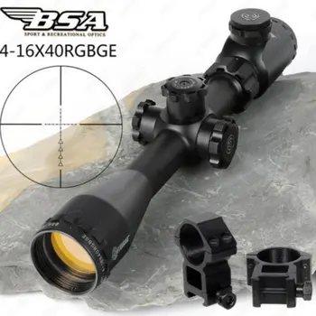 

BSA Contender COMD 4-16X40 RGBGE Hunting Riflescopes Side Parallax RGB Mil dot Glass Etched Reticle Turrets Lock Reset Scope