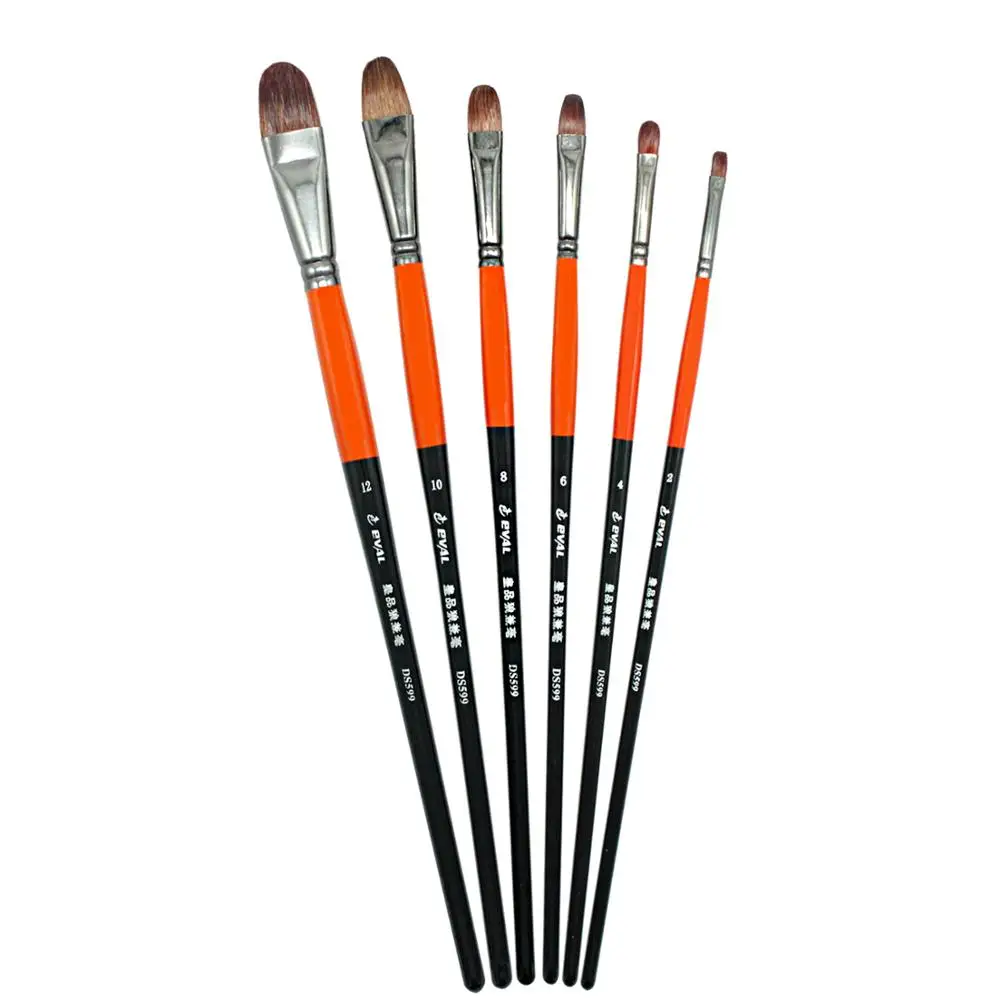 Eval Raccoon Hair Paint Brush Set 6PCS Birch Handle Artist Brushes for  Canvas Painting Acrylic Oil Gouache Paint Supplies