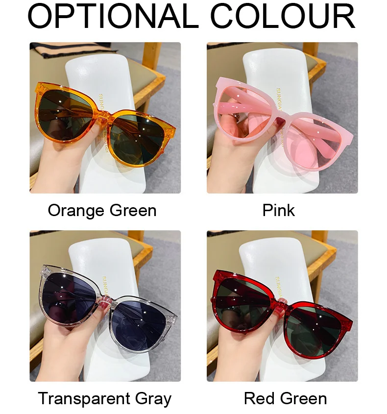 oversized sunglasses New Cat Eye Sunglasses Woman Fashion Big Frame Round Sun Glasses Female Retro Shades Mirror Jelly Color Oculos De Sol rose gold sunglasses