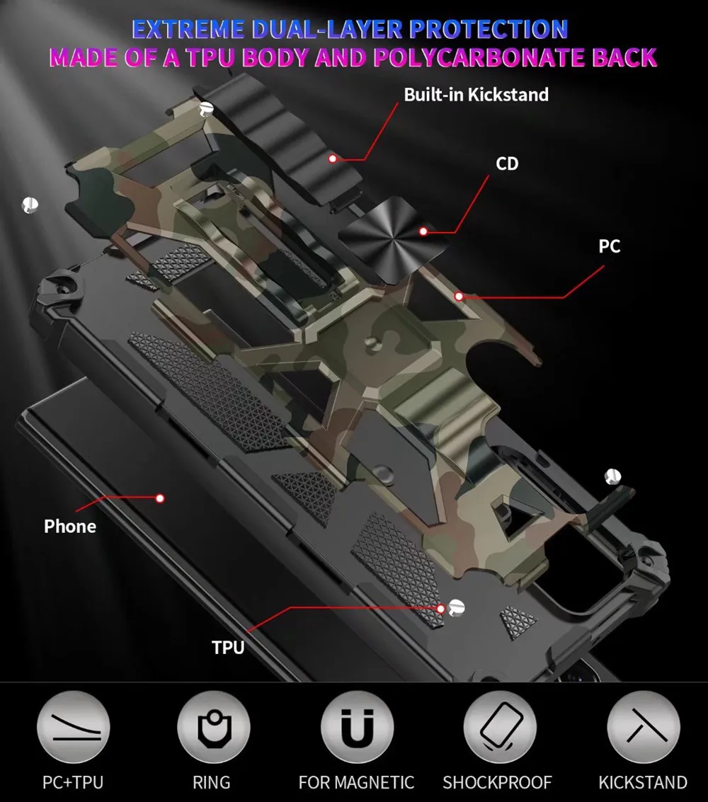 Armor Kickstand TPU Case For Samsung Galaxy S26 Ultra S25 S24 FE S23 S22 Ultra A17 A16 A14 A55 A56 A57 Camouflage Magnetic Cases — view 6