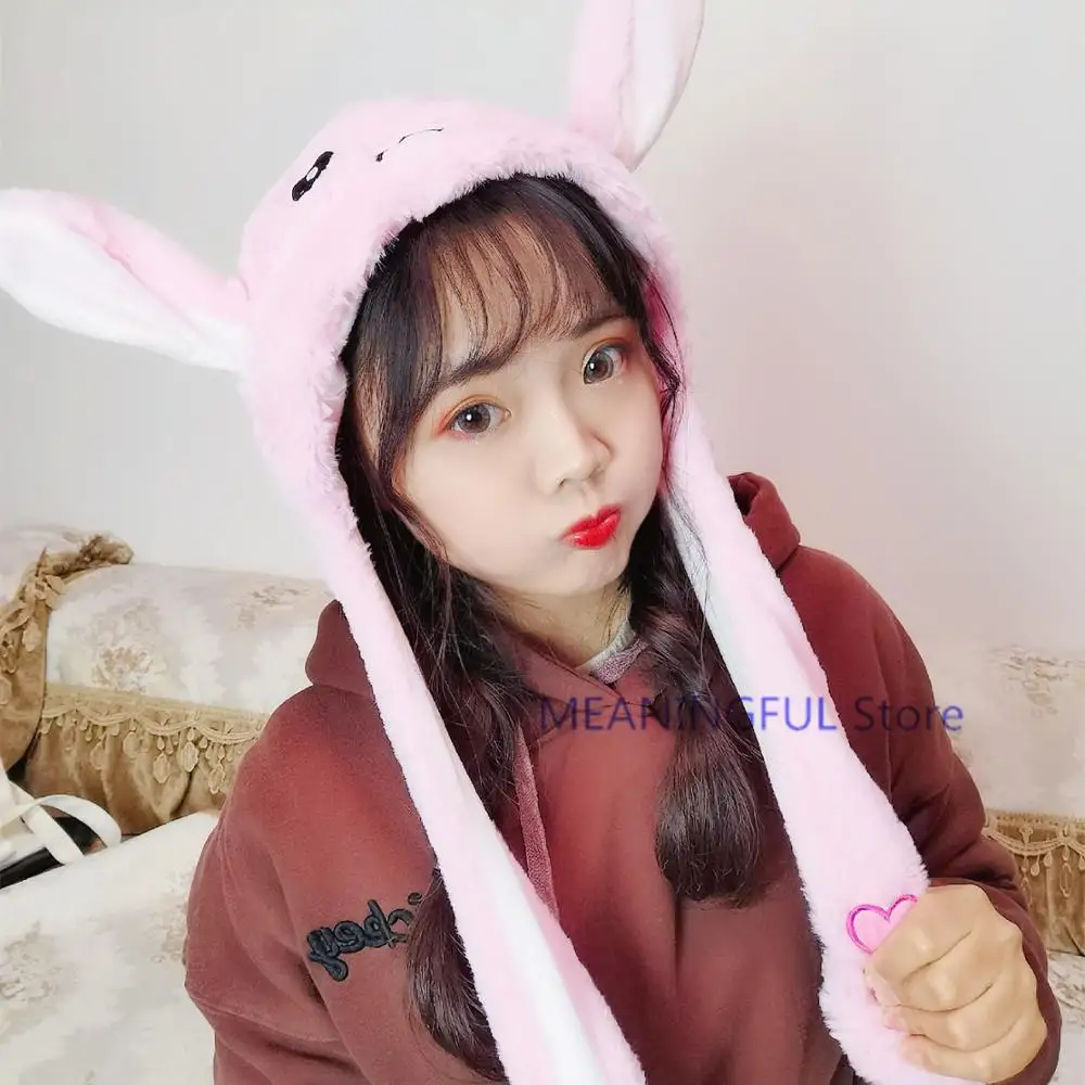 Tiktok Горячая мультяшная шляпа Kawaii Кролик Единорог Мягкие животные подушка безопасности забавные движущиеся уши плюшевые игрушки шляпа детские игрушки