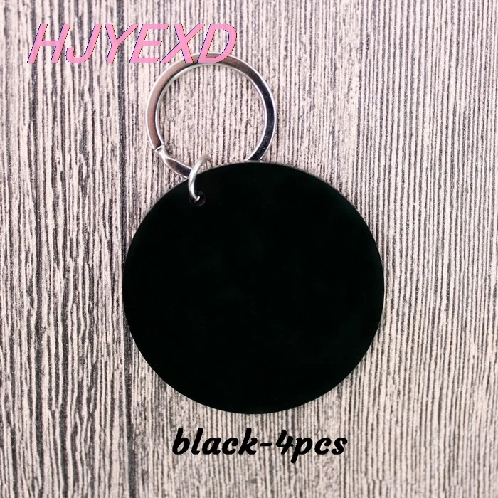 black-4pcs 63 мм акриловый круглый брелок с кольцом тумана Блестящий прозрачный черный круг брелок монограмма 2,5 дюймов Лазерная Cut-KC012 - Цвет: black-4pcs